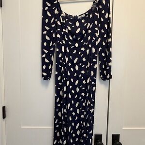 Reformation Navy and White Patterned Dress (size 4)